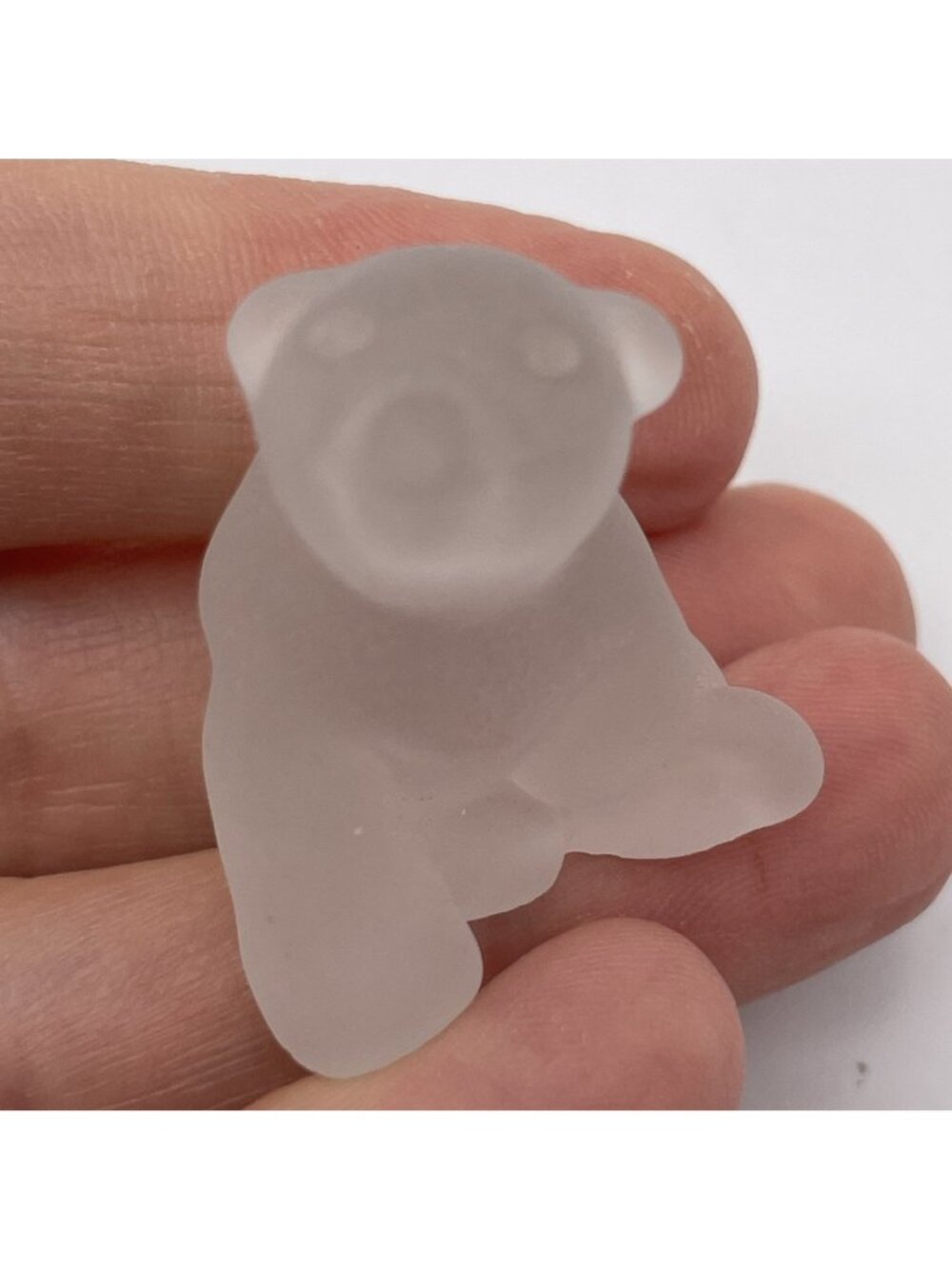 Hallmark Bear Figurine Mini Clear Frosted Lead Crystal Vintage